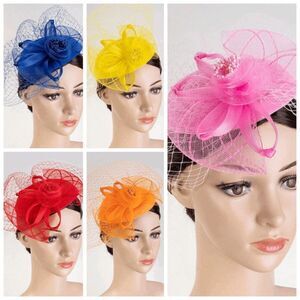 Pinup Accessory 1950s Retro Vintage Fascinator Bright Color Pillbox Veil Hat NEW
